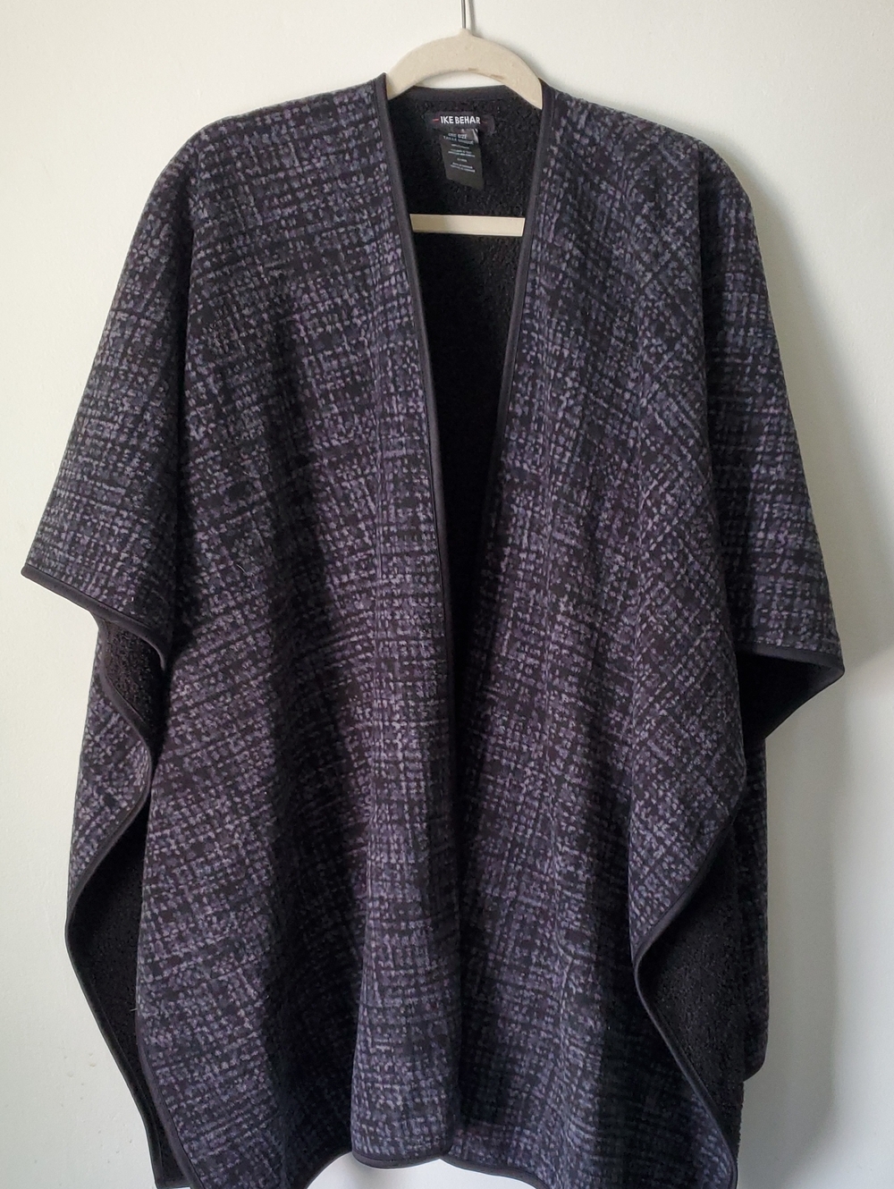 Ike Behar Purple Patterned Open Poncho GUC One Size